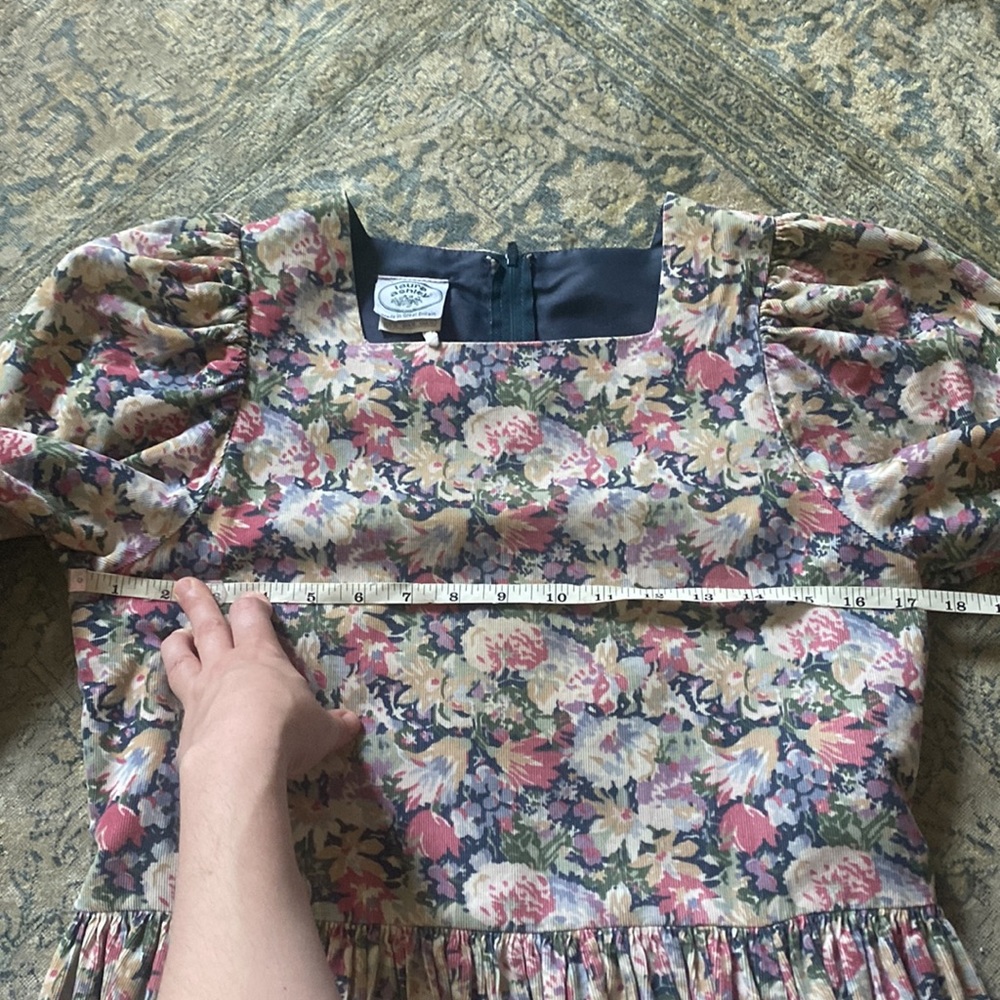 Vintage Laura Ashley Floral Corduroy Dress 1980s 90s - Picture 10 of 12